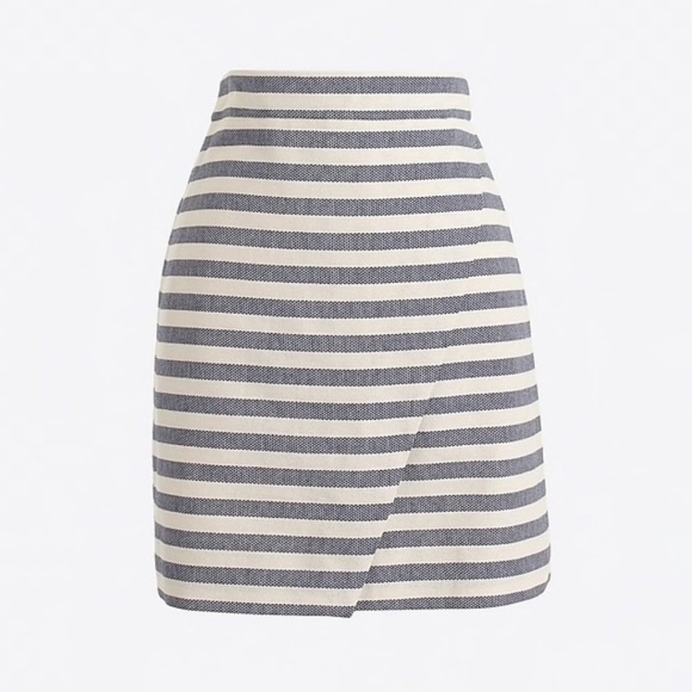 J. Crew Striped Faux Wrap Mini Skirt Size 4
